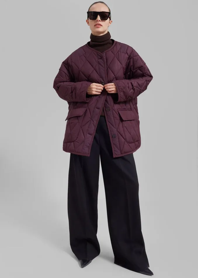 Women The Frankie Shop Outerwear Teddy Quilted Jacket Burgundy