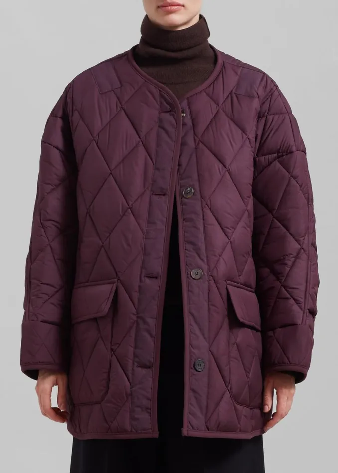 Women The Frankie Shop Outerwear Teddy Quilted Jacket Burgundy