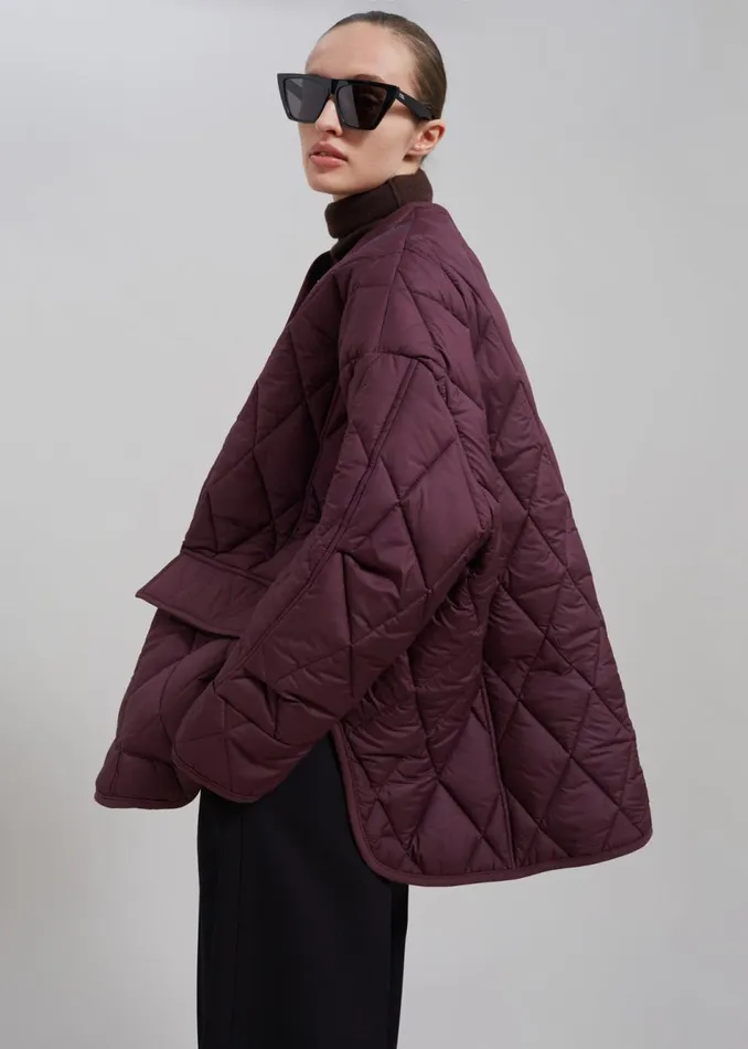 Women The Frankie Shop Outerwear Teddy Quilted Jacket Burgundy