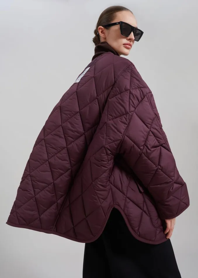 Women The Frankie Shop Outerwear Teddy Quilted Jacket Burgundy