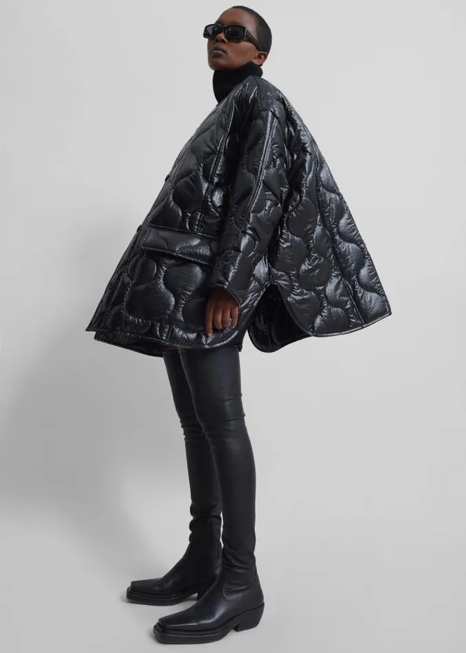 Women The Frankie Shop Outerwear Teddy Quilted Jacket Glossy Black