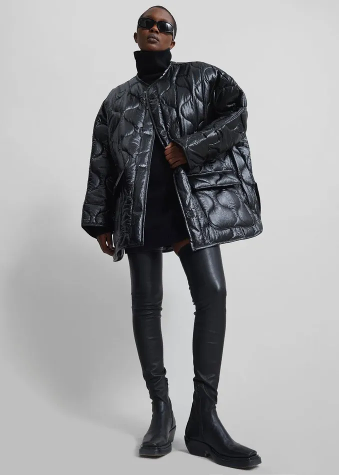 Women The Frankie Shop Outerwear Teddy Quilted Jacket Glossy Black