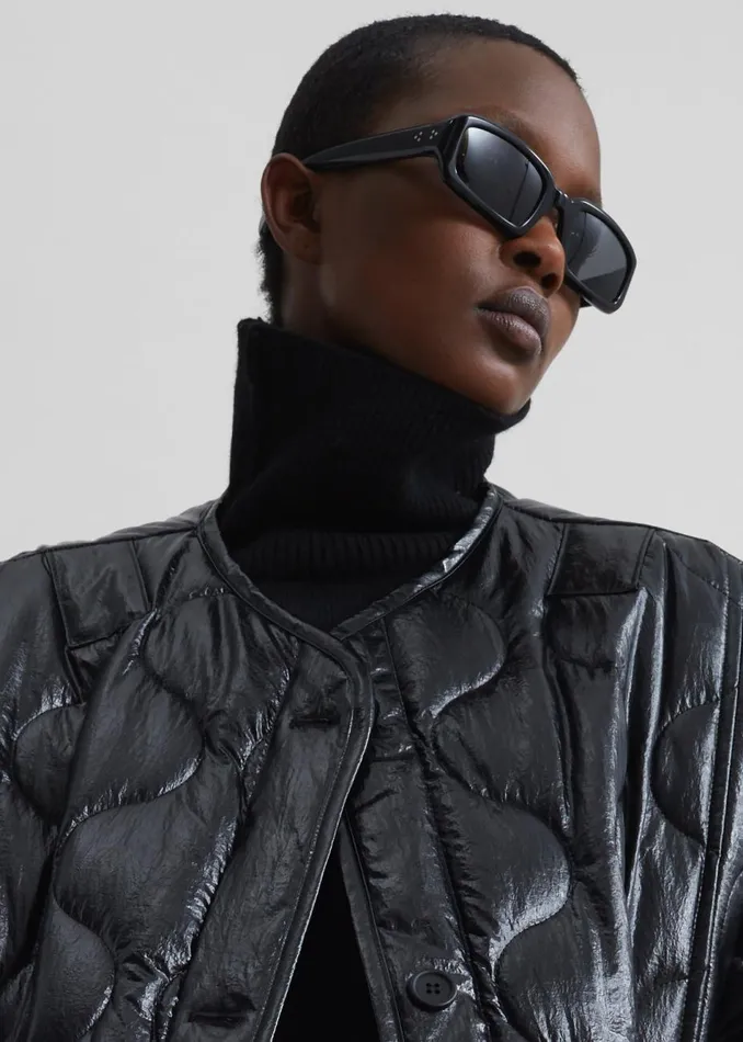 Women The Frankie Shop Outerwear Teddy Quilted Jacket Glossy Black