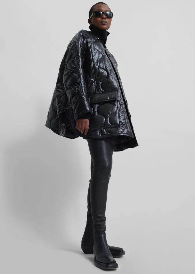 Women The Frankie Shop Outerwear Teddy Quilted Jacket Glossy Black