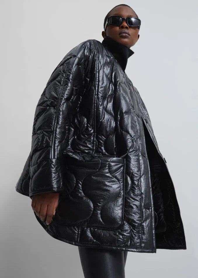 Women The Frankie Shop Outerwear Teddy Quilted Jacket Glossy Black