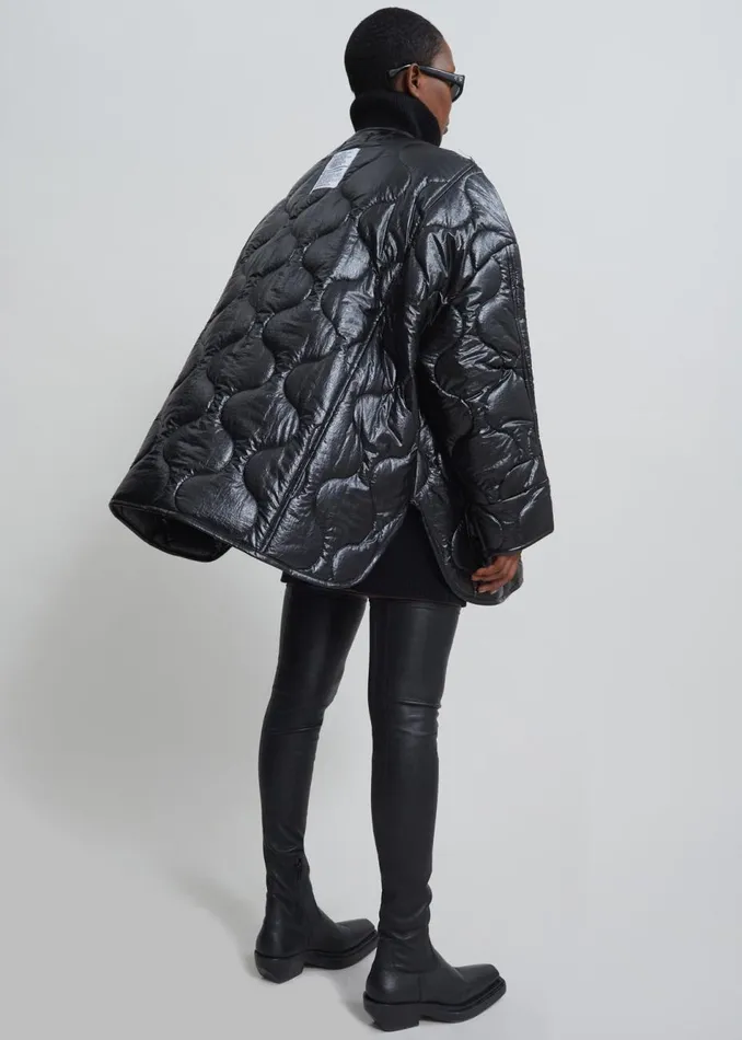 Women The Frankie Shop Outerwear Teddy Quilted Jacket Glossy Black