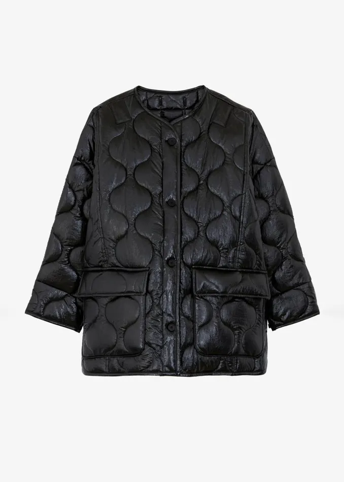 Women The Frankie Shop Outerwear Teddy Quilted Jacket Glossy Black