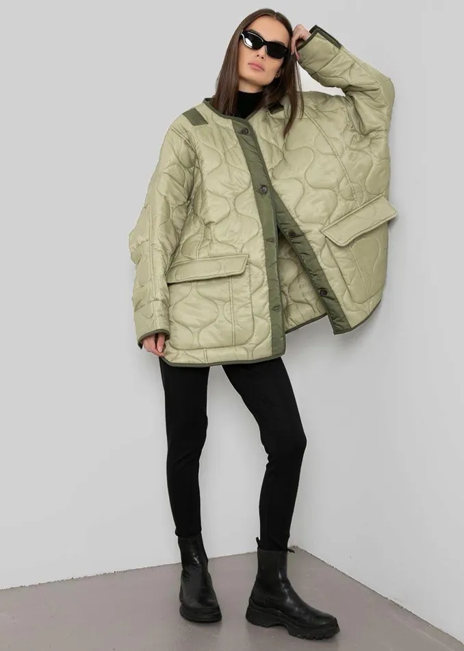 Women The Frankie Shop Outerwear Teddy Quilted Jacket Moss Green
