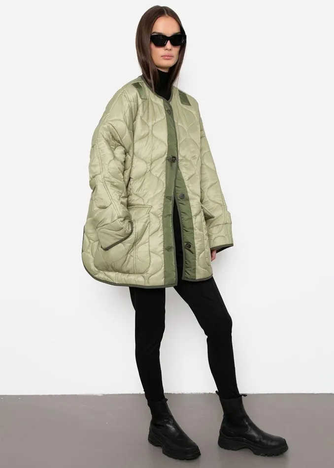 Women The Frankie Shop Outerwear Teddy Quilted Jacket Moss Green