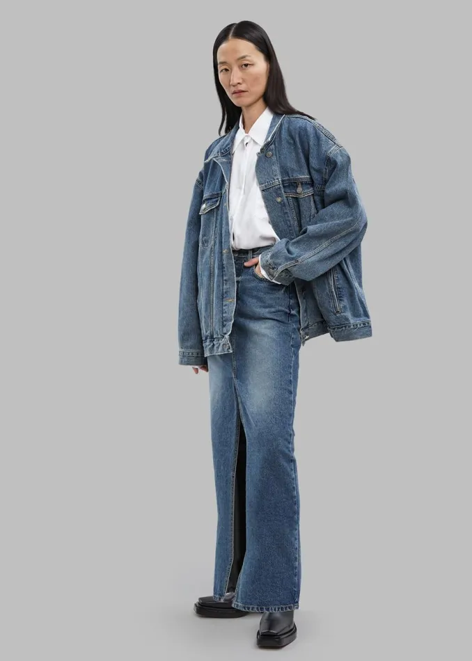 Women The Frankie Shop Outerwear Texas Boxy Denim Jacket Medium Wash