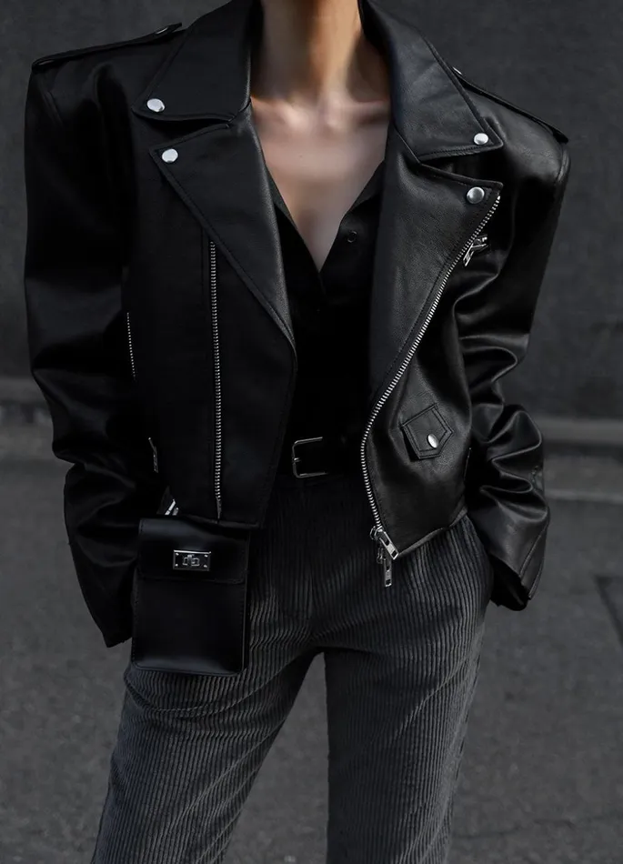 Women The Frankie Shop Outerwear Tidus Cropped Biker Jacket Black