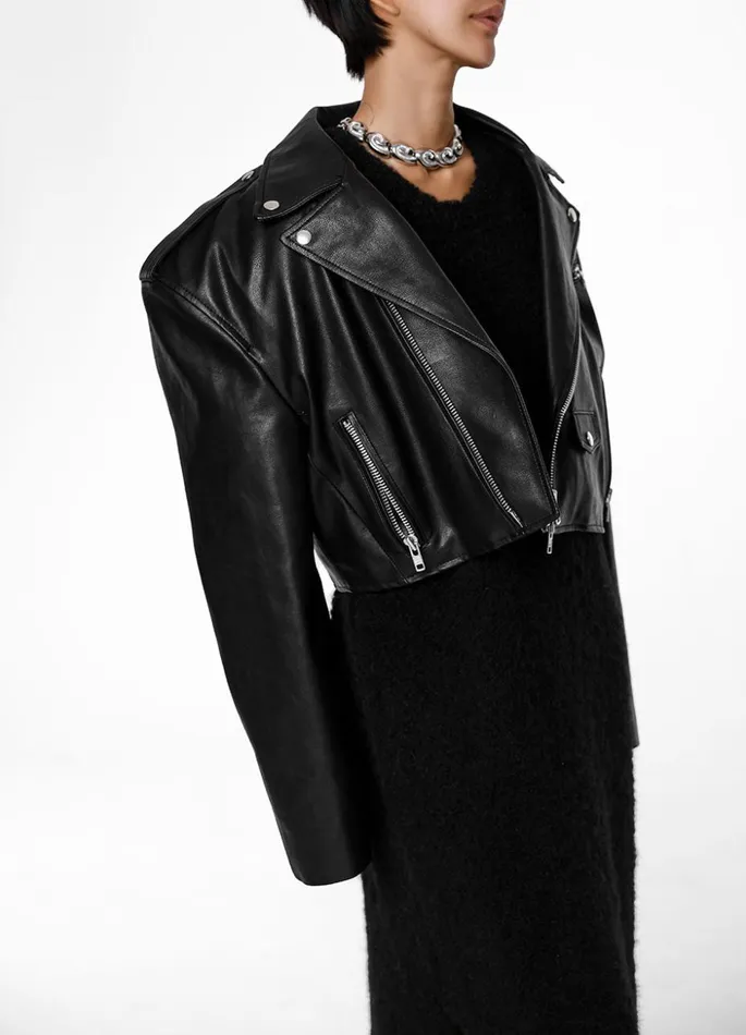 Women The Frankie Shop Outerwear Tidus Cropped Biker Jacket Black