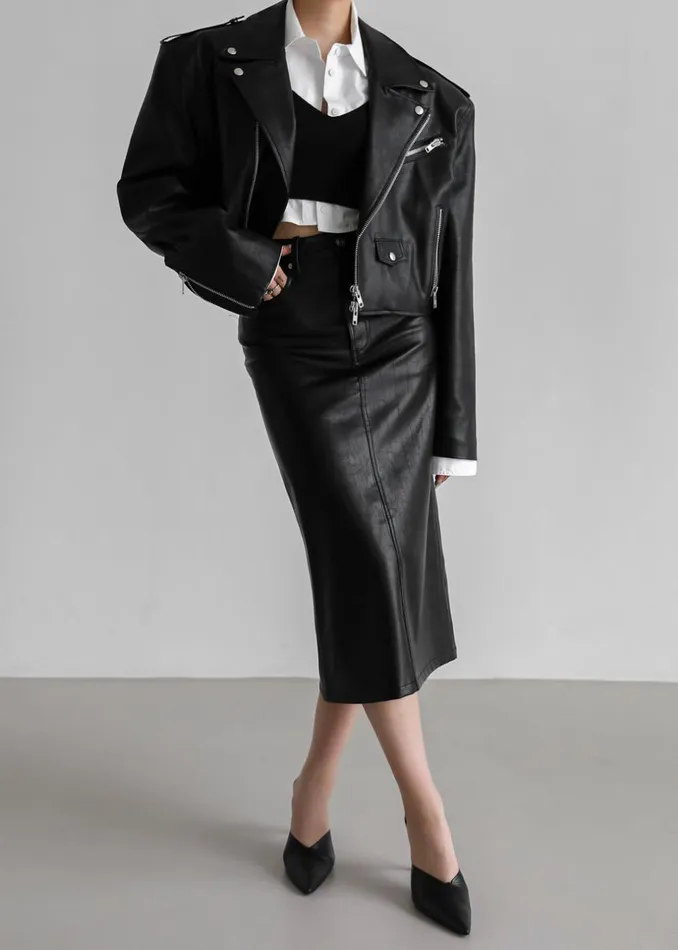 Women The Frankie Shop Outerwear Tidus Cropped Biker Jacket Black