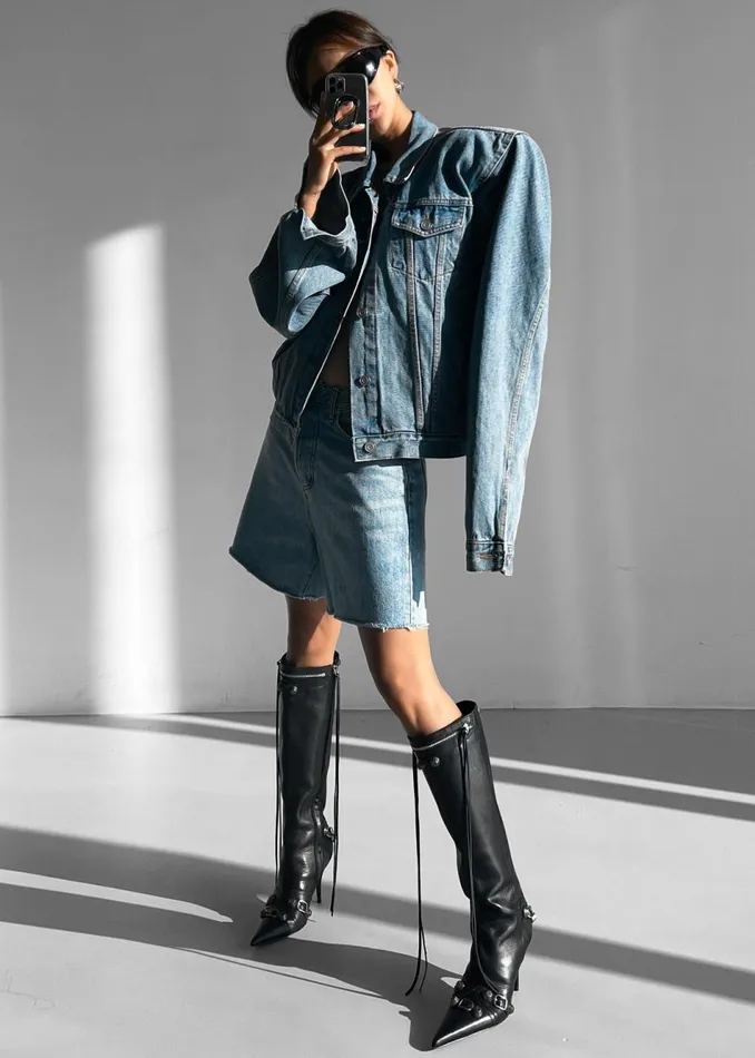 Women The Frankie Shop Outerwear Timothee Padded Denim Jacket Light Wash