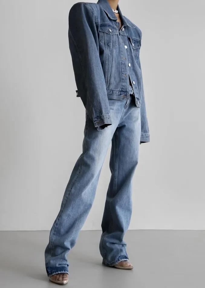 Women The Frankie Shop Outerwear Timothee Padded Denim Jacket Light Wash