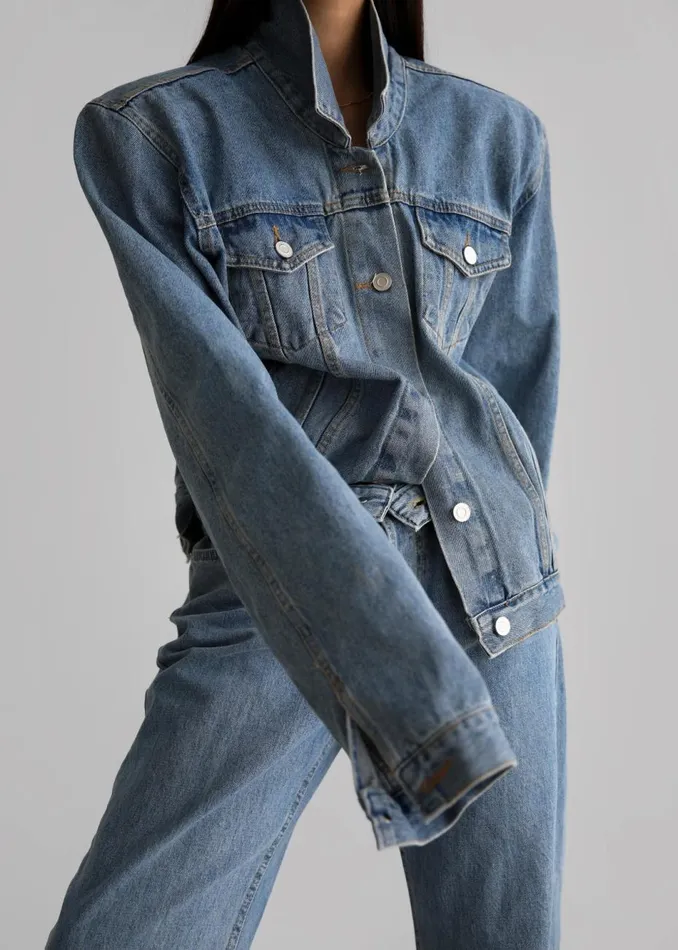 Women The Frankie Shop Outerwear Timothee Padded Denim Jacket Light Wash