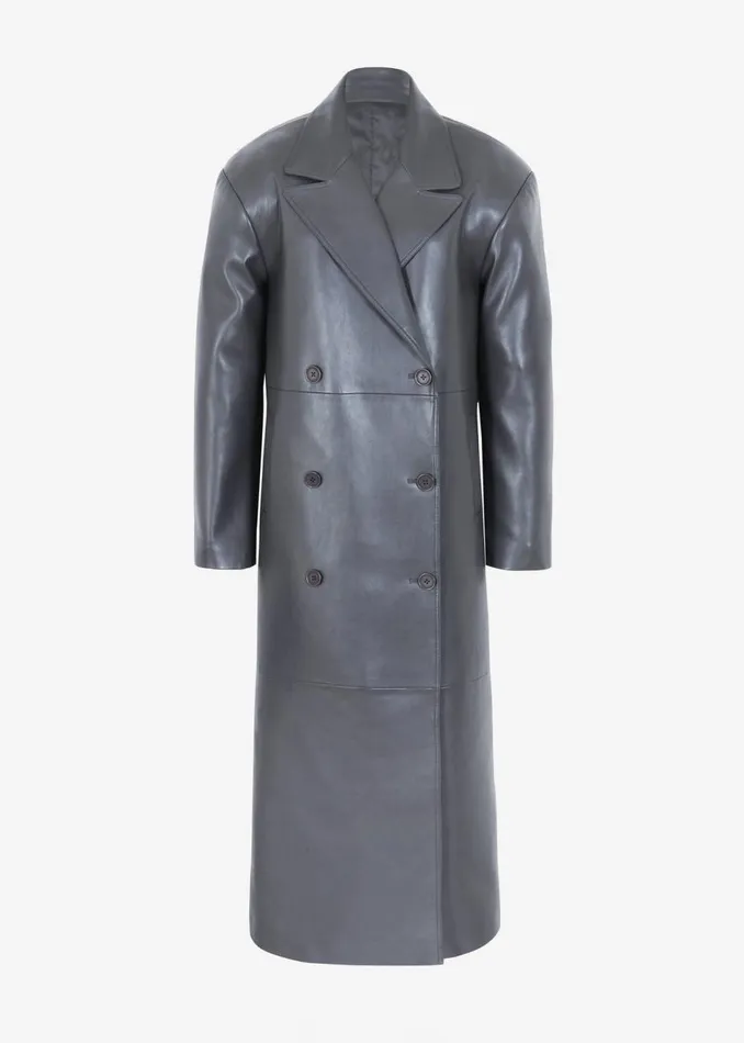 Women The Frankie Shop Outerwear Tina Faux Leather Trench Coat Grey