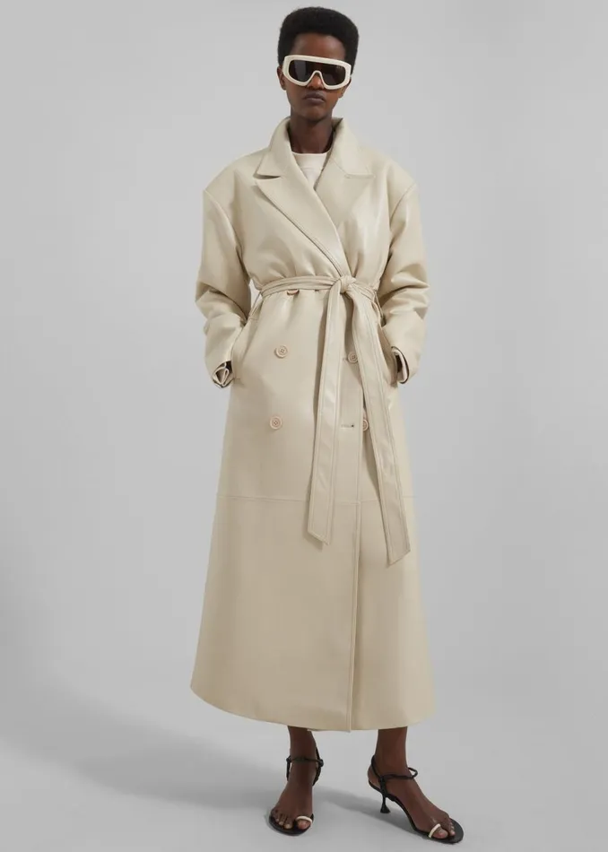 Women The Frankie Shop Outerwear Tina Faux Leather Trench Coat Mastic