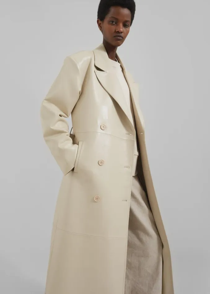 Women The Frankie Shop Outerwear Tina Faux Leather Trench Coat Mastic