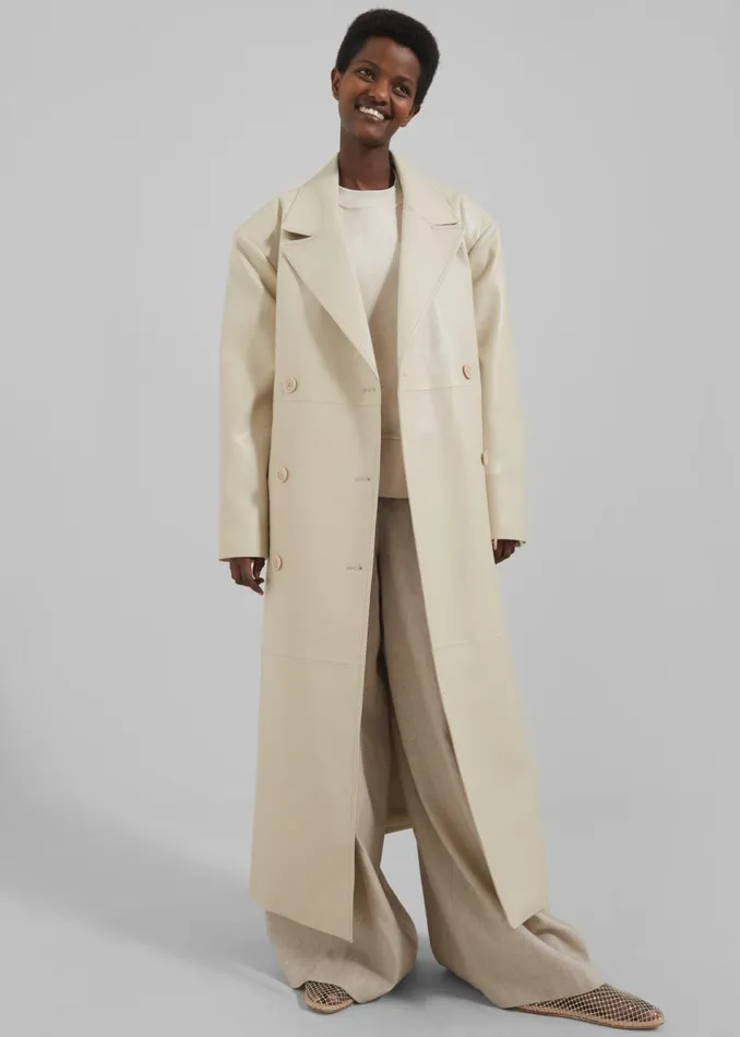 Women The Frankie Shop Outerwear Tina Faux Leather Trench Coat Mastic