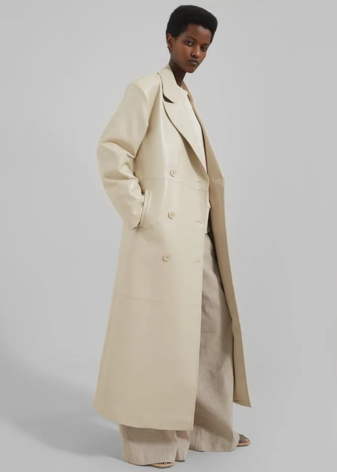 Women The Frankie Shop Outerwear Tina Faux Leather Trench Coat Mastic