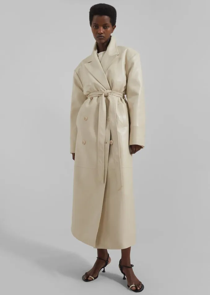 Women The Frankie Shop Outerwear Tina Faux Leather Trench Coat Mastic