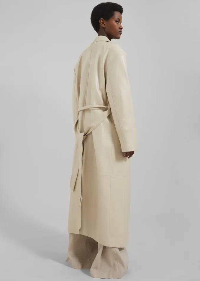 Women The Frankie Shop Outerwear Tina Faux Leather Trench Coat Mastic