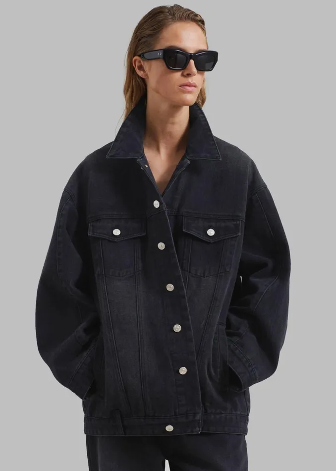 Women The Frankie Shop Outerwear William Denim Jacket Black Wash