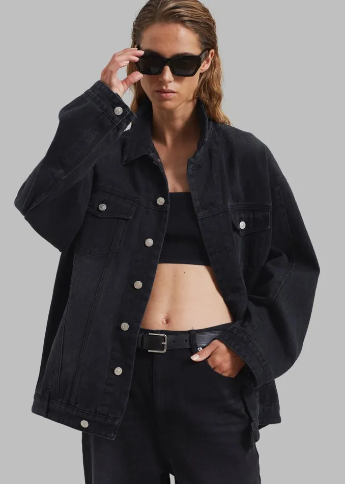 Women The Frankie Shop Outerwear William Denim Jacket Black Wash