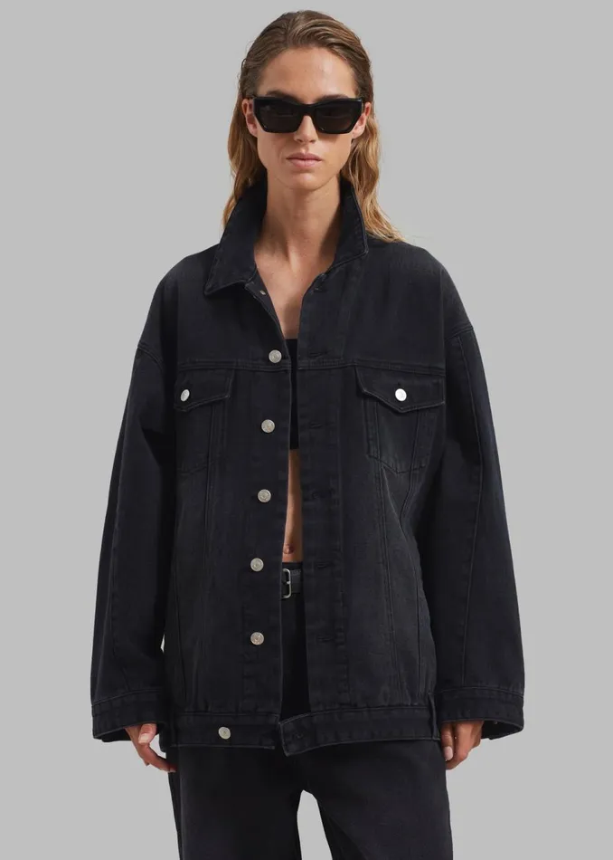 Women The Frankie Shop Outerwear William Denim Jacket Black Wash