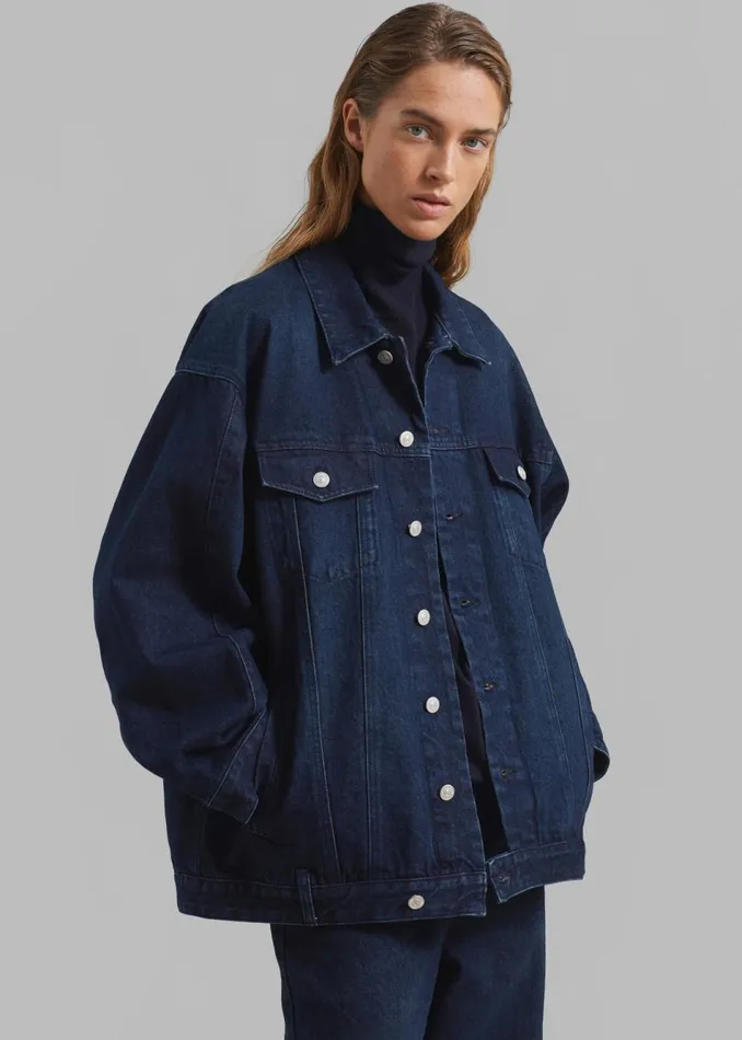 Women The Frankie Shop Outerwear William Denim Jacket Dark Wash
