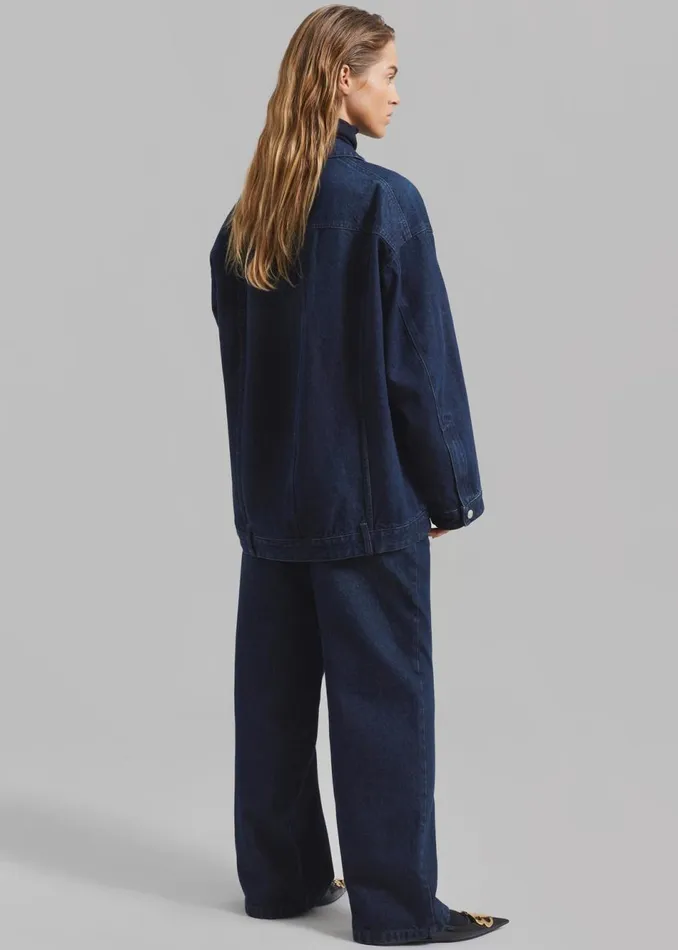 Women The Frankie Shop Outerwear William Denim Jacket Dark Wash