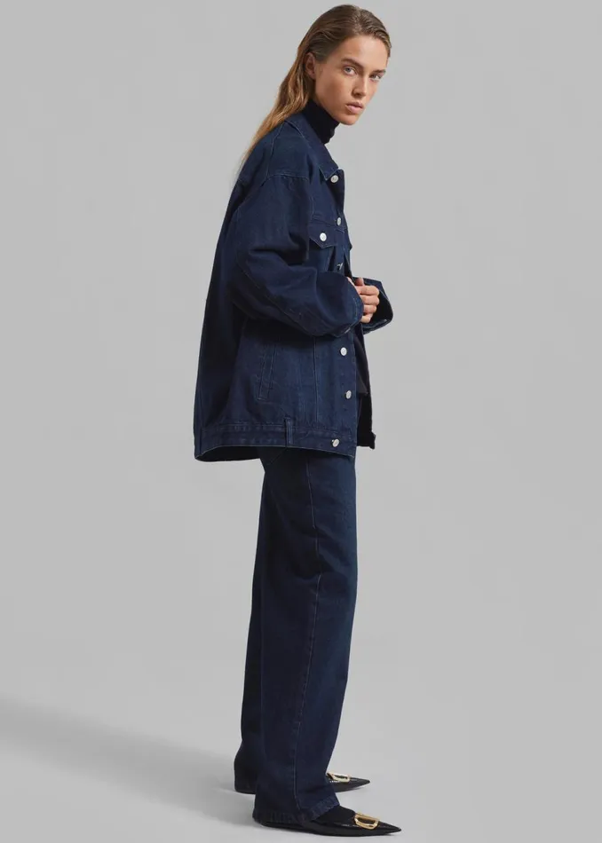 Women The Frankie Shop Outerwear William Denim Jacket Dark Wash