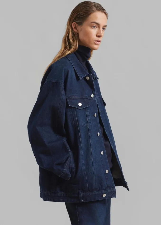 Women The Frankie Shop Outerwear William Denim Jacket Dark Wash