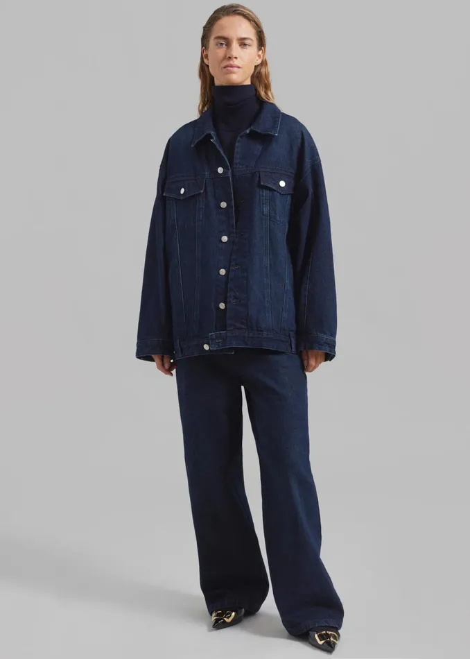 Women The Frankie Shop Outerwear William Denim Jacket Dark Wash