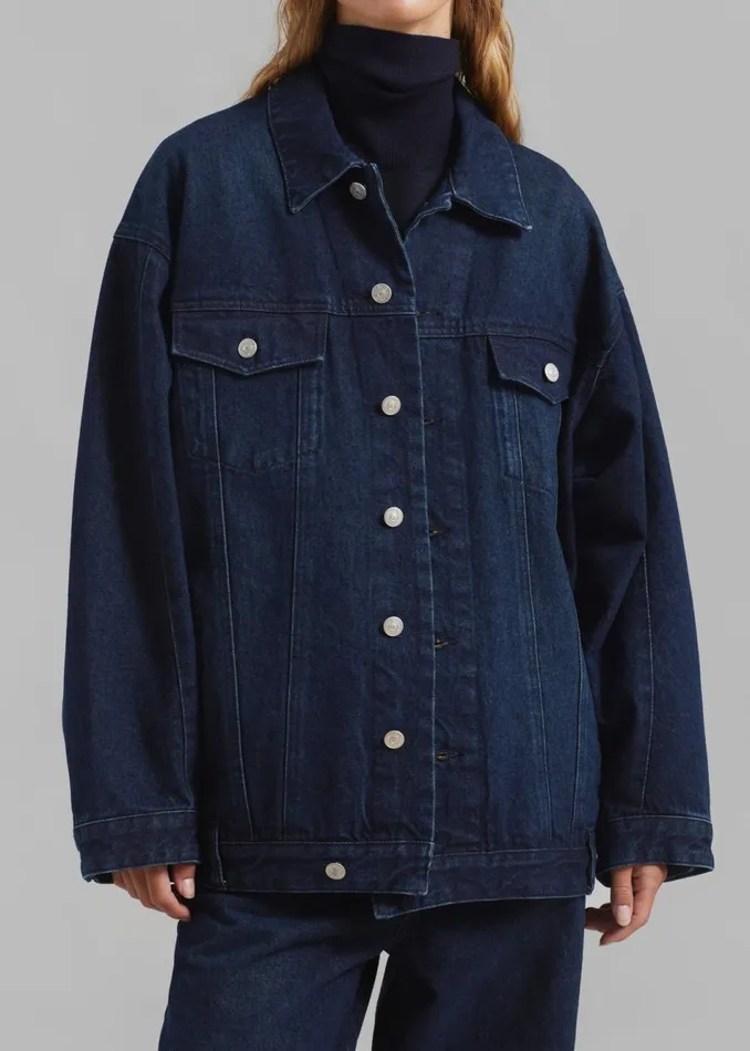 Women The Frankie Shop Outerwear William Denim Jacket Dark Wash