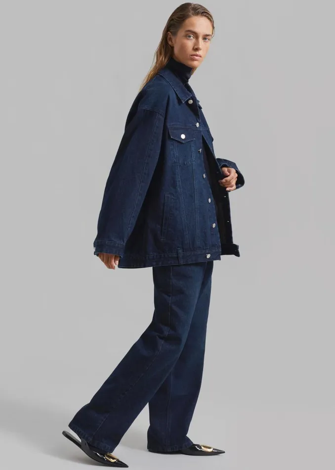 Women The Frankie Shop Outerwear William Denim Jacket Dark Wash