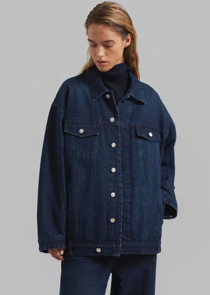 Women The Frankie Shop Outerwear William Denim Jacket Dark Wash