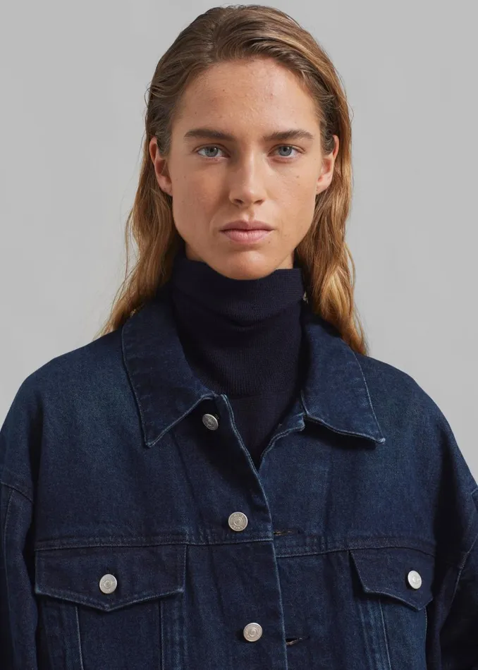 Women The Frankie Shop Outerwear William Denim Jacket Dark Wash
