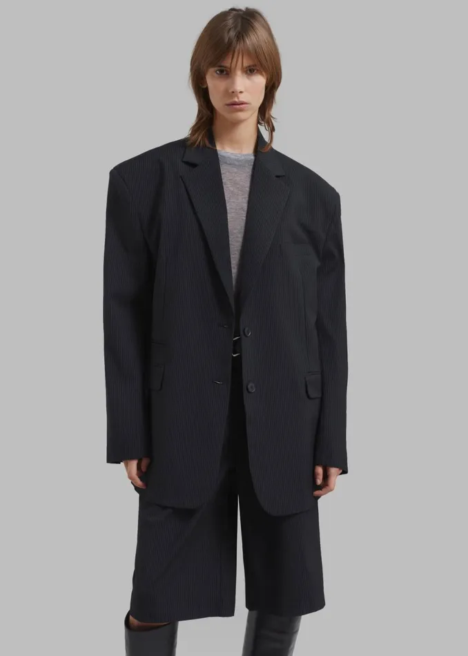 Women The Frankie Shop Outerwear Wilma Blazer Black Pinstripe
