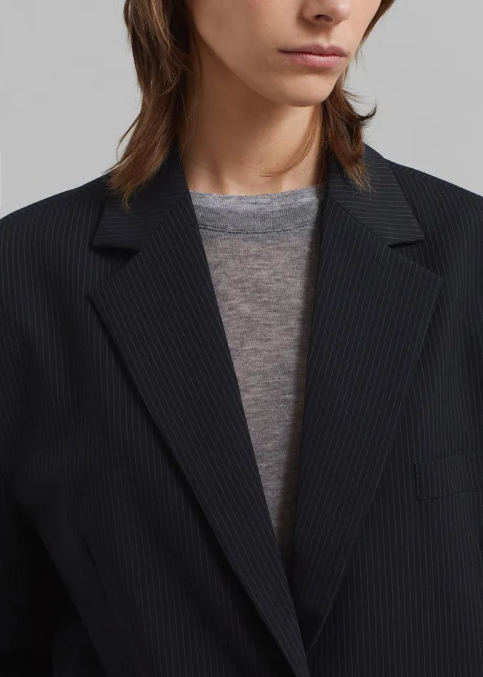 Women The Frankie Shop Outerwear Wilma Blazer Black Pinstripe