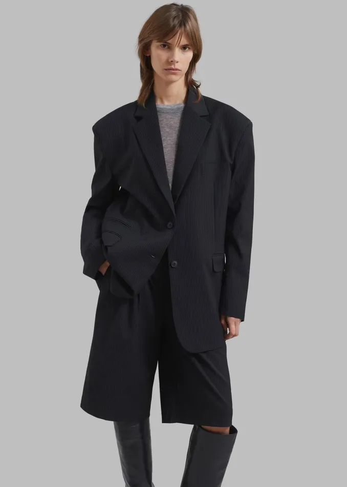 Women The Frankie Shop Outerwear Wilma Blazer Black Pinstripe
