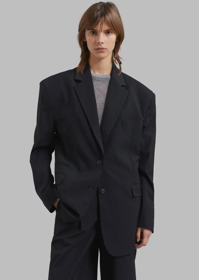 Women The Frankie Shop Outerwear Wilma Blazer Black Pinstripe