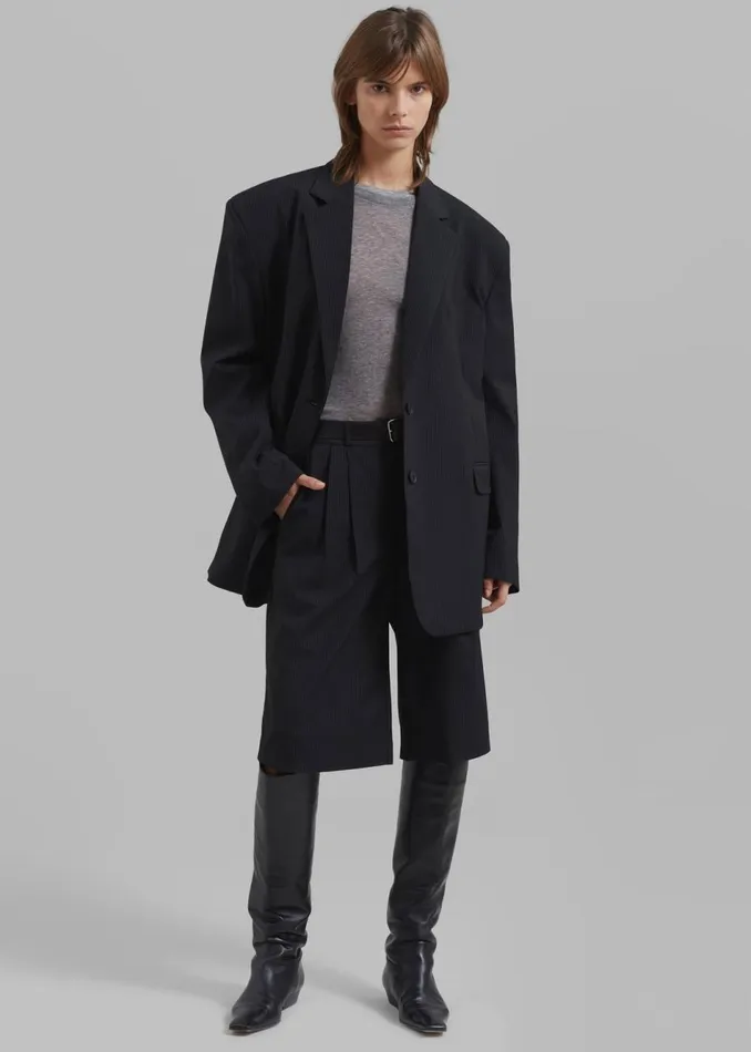 Women The Frankie Shop Outerwear Wilma Blazer Black Pinstripe