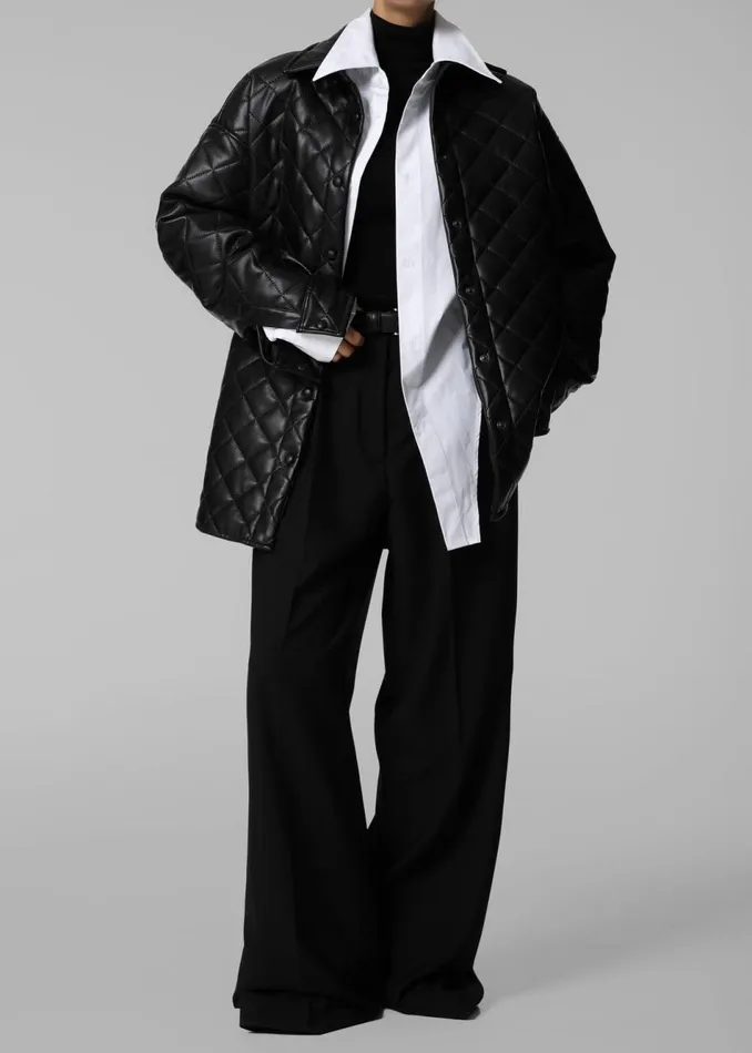 Women The Frankie Shop Outerwear Zak Padded Quilted Shirt Jacket Black