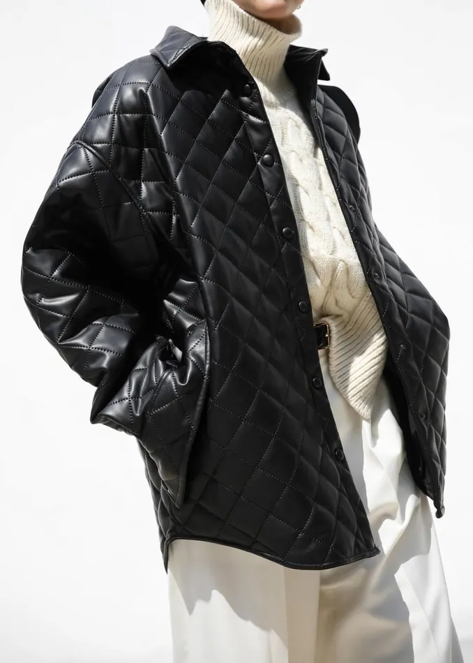 Women The Frankie Shop Outerwear Zak Padded Quilted Shirt Jacket Black