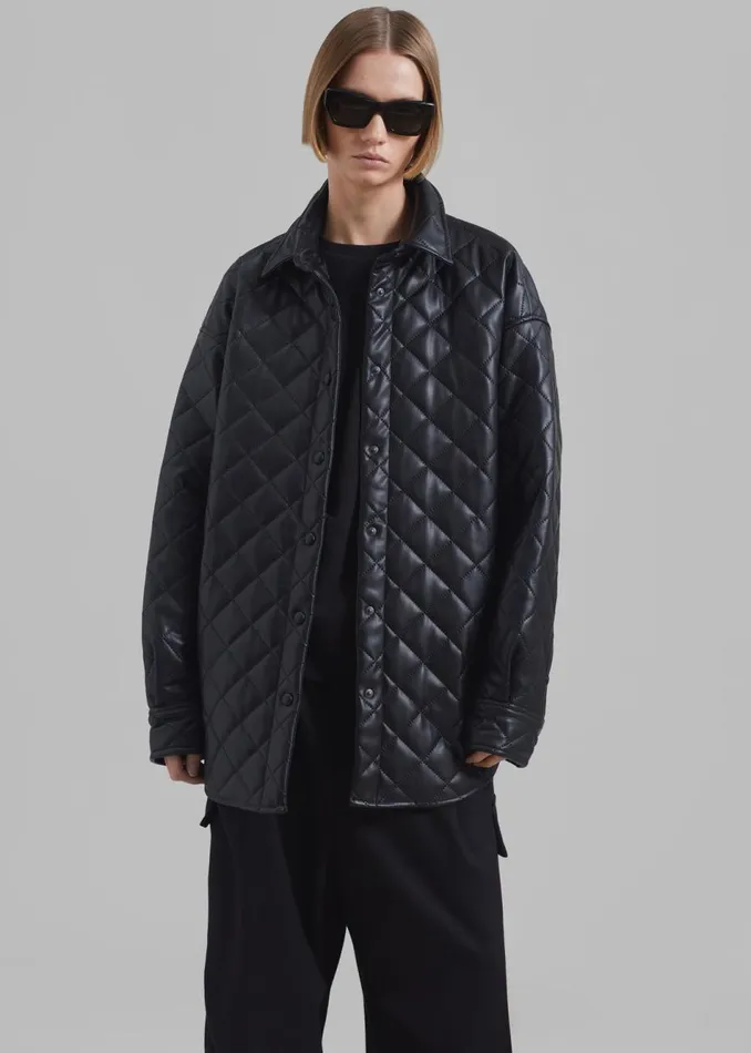 Women The Frankie Shop Outerwear Zak Padded Quilted Shirt Jacket Black