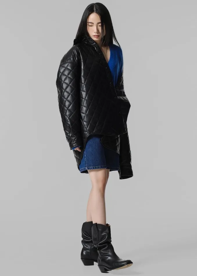 Women The Frankie Shop Outerwear Zak Padded Quilted Shirt Jacket Black