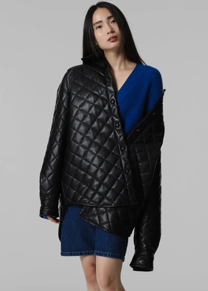 Women The Frankie Shop Outerwear Zak Padded Quilted Shirt Jacket Black