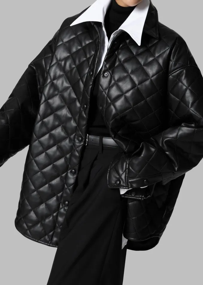 Women The Frankie Shop Outerwear Zak Padded Quilted Shirt Jacket Black